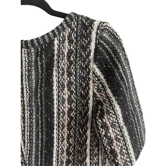 St John Womens Black Zip Knee Length Vertical Striped Tweed Sheath Dress Size 6 - Picture 3 of 13